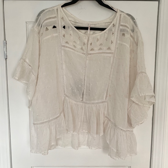 Free People White Flowy Top